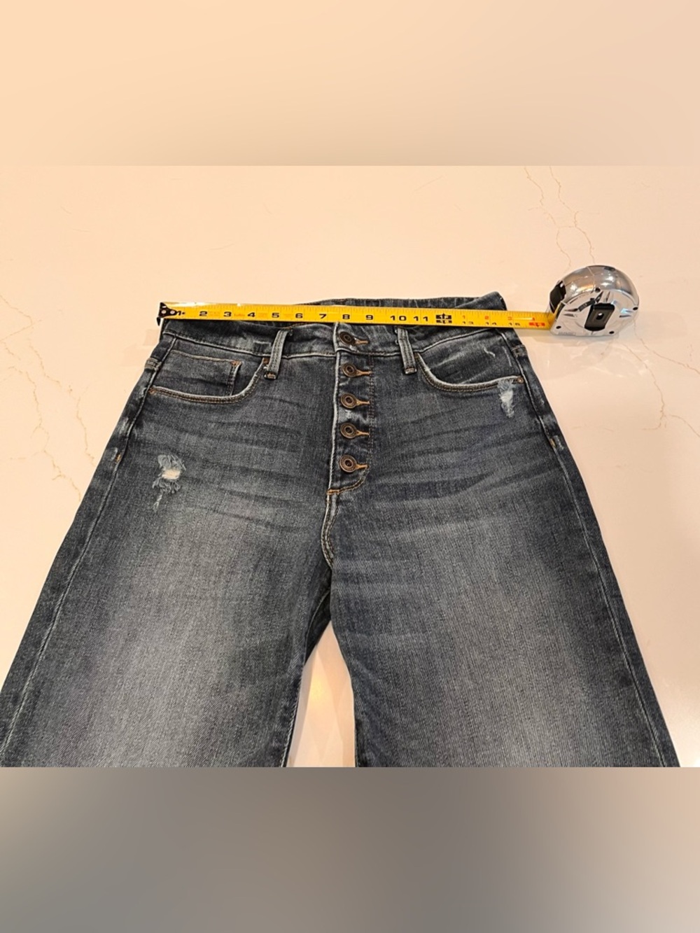 Whetherly James Distressed High Waist Button Fly Wide Leg Jeans | 4 - Picture 13 of 13
